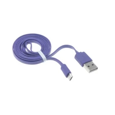 MicroUSB 3ft USB Cable Charger Cord Power Wire Sync Flat Purple for SmartPhones