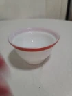VINTAGE PYREX SUGAR BOWL U.S.A.RED & WHITE W/ GOLD RIM Bb12 No Lid Or Stamp