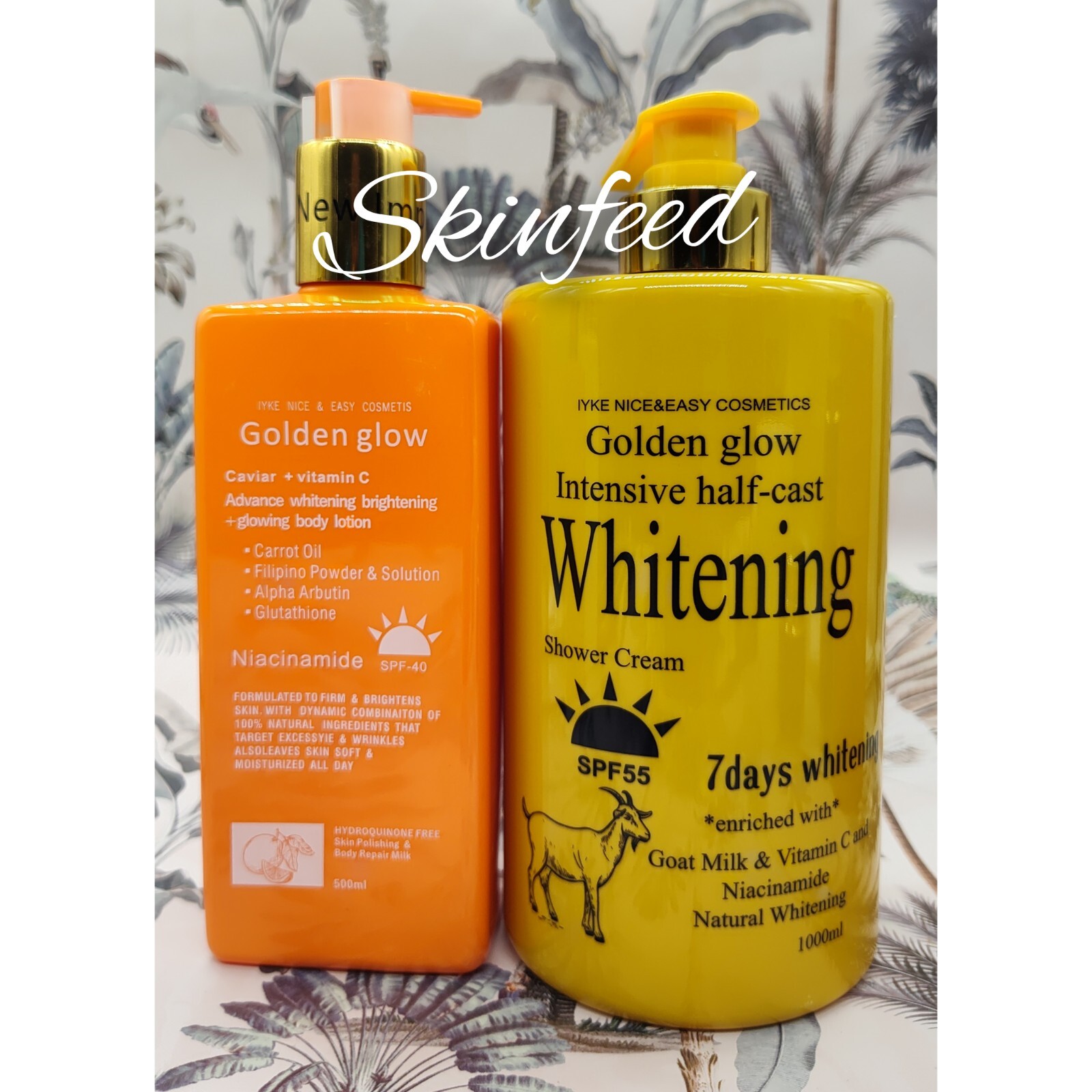 Golden Glow Body Milk 500ml Lotion Caviar + Active Whitening Milk & Shower Gel