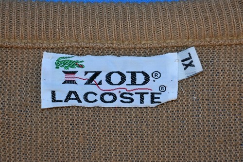 SUÉTER VINTAGE AÑOS 60 IZOD LACOSTE MARRÓN CUELLO EN V COCODRILO EXTRA GRANDE XL - Imagen 3 de 3