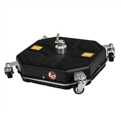 Black 16'' Pressure Washer Surface Cleaner - 4 Wheels 2 Extension Wands Design