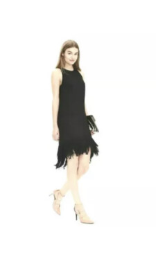 banana republic black fringe dress NWT Banana Republic Black Strapless Fringe Dress size 12