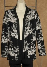 Belldini  Black  White - Floral Design - Rayon Cotton Blend Open Sweater sz S