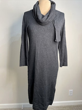 Spense Gray Sweater Dress Dark Grey Charocal Long Sleeve Turtleneck SZ M