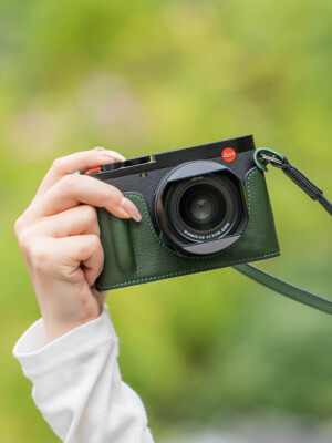Genuine Leather Camera Half Case With Handle Grip For Leica Q3 Q 3 Protect Cover