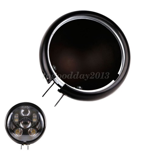 5.75" Black Headlight Headlamp DRL Housing Cover For Harley Sportster XL883 1200 - Picture 5 of 6