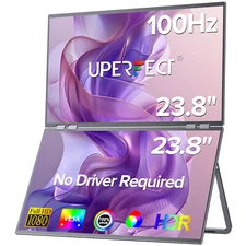 UPERFECT 23.8" Dual Monitor Full HD 100Hz Gaming Monitor Laptop Screen Extender