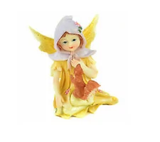 Hooded Fairy in Yellow, Fairy with Squirrel, Young Spring Fairy, Birthday Gift