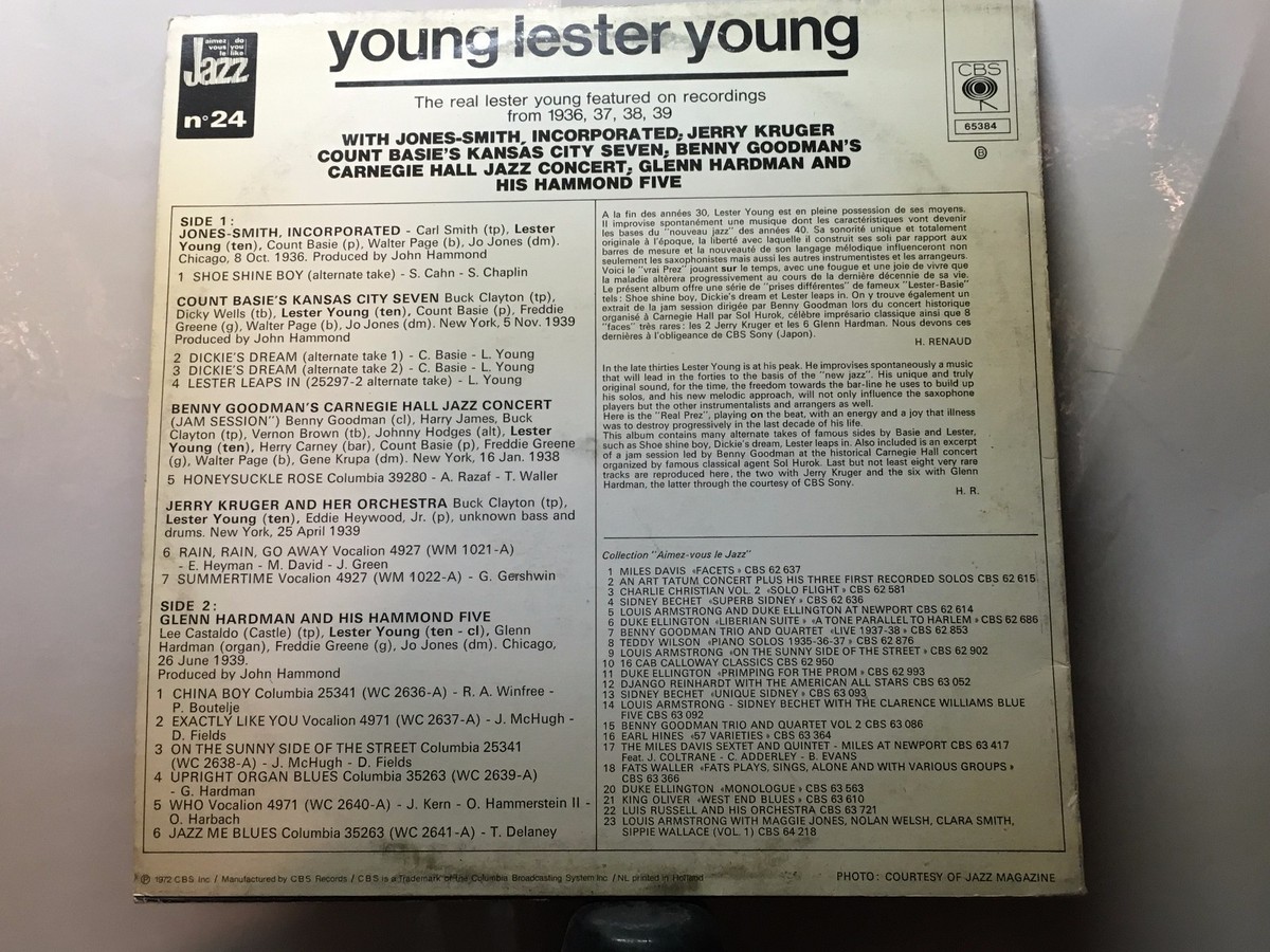 LESTER YOUNG - Young Lester Young ~ CBS 65384 *1936-1939* {nm} w