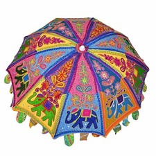 Indian Garden Parasols Elephant Sun Shade Patio Umbrella Embroidered Outdoor