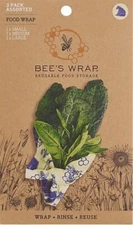 Bee's Wrap Organic and Silicone Free Reusable Beeswax Food Wraps, 3 Pack