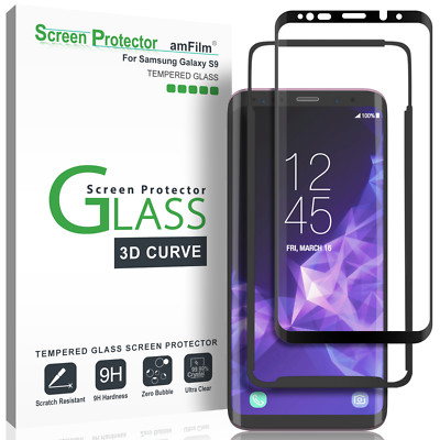 amFilm Samsung Galaxy S9 Screen Protector 3D Curved Tempered Glass (1 Pack)