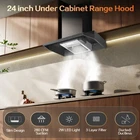 24 inch Range Hood Under Cabinet, Black Kitchen Hood 280CFM, Button Control