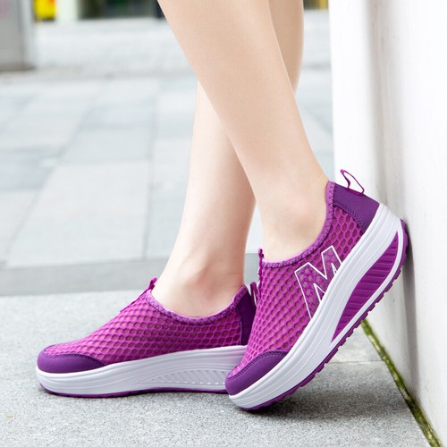 Freizeit Damen Mesh Atmungsaktiv Halbschuhe Plateau Slipper Schuhe Absatz Faule Schuhe - Bild 19 von 52