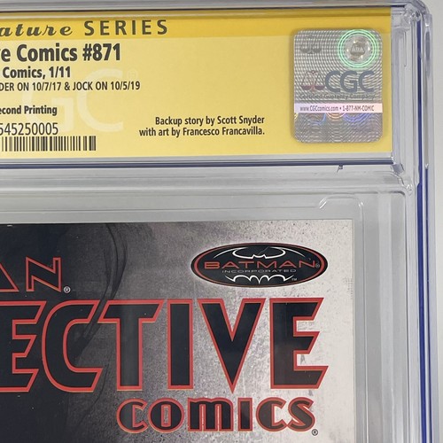 DETECTIVE COMICS #871 CGC 9.4 SS JOCK & SCOTT SNYDER (2nd Print) Black Mirror - 第 5/5 張圖片