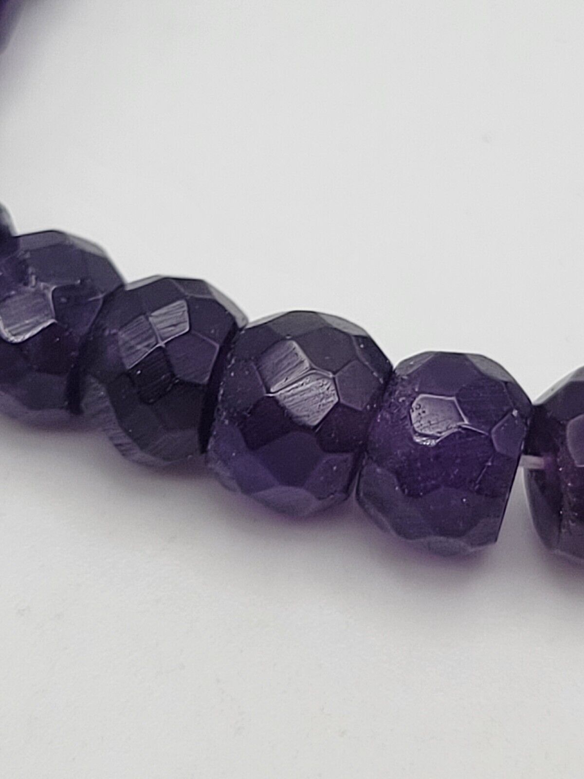 Purple Amethyst Feceted Bead Sterling Silver Brac… - image 2
