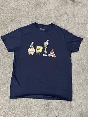 SPONGEBOB SQUARE PANTS AND FRIENDS T SHIRT MENS BLUE LARGE L