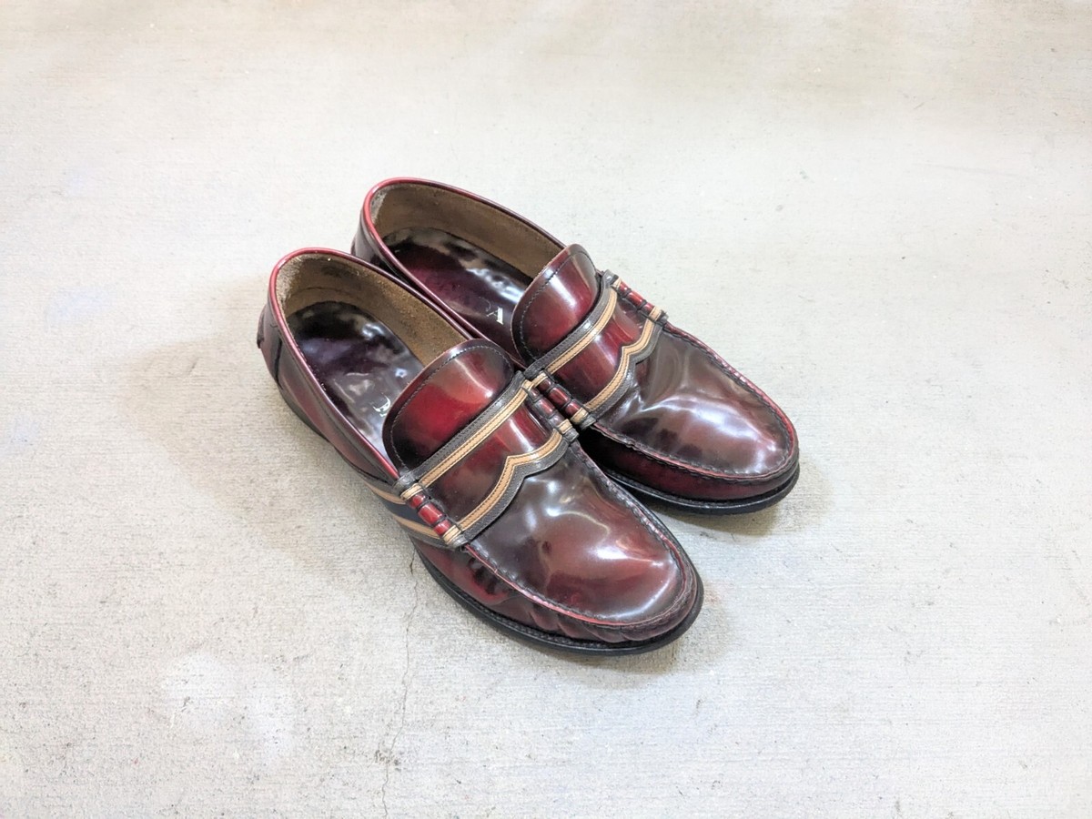 Prada Loafers Red Men 10.5 Leather Dress Shoes Slip On  display picture 3