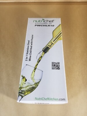 Nutrichef PWCHLR10 Convenient 2 in 1 Stainless Wine Chill Rod W/Pourer