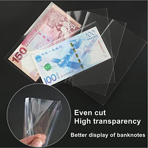 100 Pcs Dollar Bill Holder Storage Case Clear Paper Money Sleeves Protector Bag - Picture 4 of 12