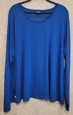 $38 NWT Zelos Curvy Long Sleeve Shirt Plus Size 3X Ollie Blue V Neck Casual