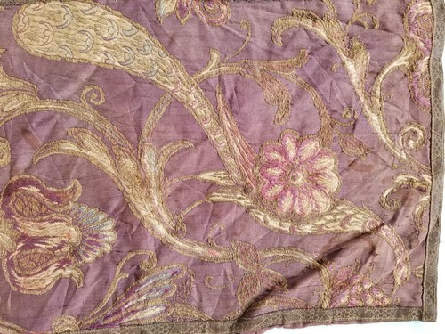 Antique Traditional Silk Brocade with Gold Metallic Embroidery Panel 117x34cm - Picture 9 of 16