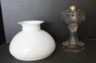 1 Lot 1800s 8" Desk/Reader Oil Lamp Base & 7" Fitter Milk Glass Globe
