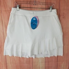 Grey Norman Womens Skort Skirt Sz Medium White Polyester Elastic Waist Pull On