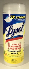 Lysol Wet Wipes, Citrus Scent, 35 Ct, 7"x8"-Kills 99% Germs-SHIPS N 24 HRS