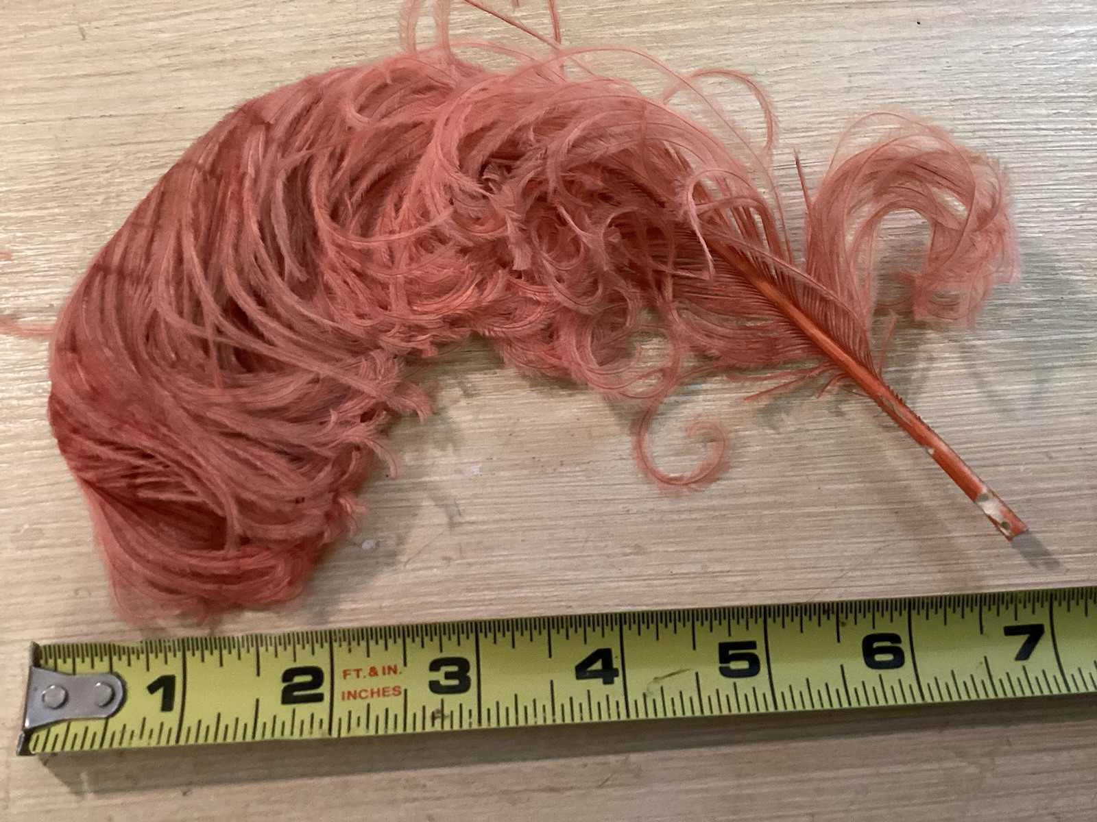 3 Vintage Ostrich Feathers Pink, Peach , Dark Pink W/ Black