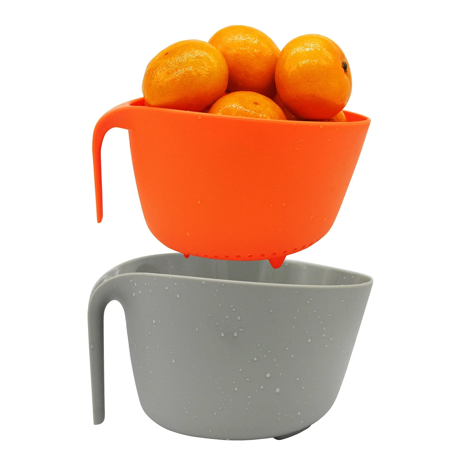 2 in 1 Colander with Long Handle Strainer and Mixing Bowl, Fruit Vegetable Wa...
