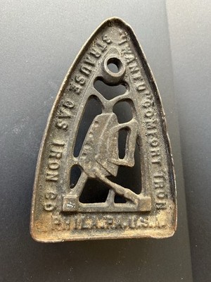 Antique Strause Gas Iron Company I WANT U Comfort Iron Trivet Philadelphia PA