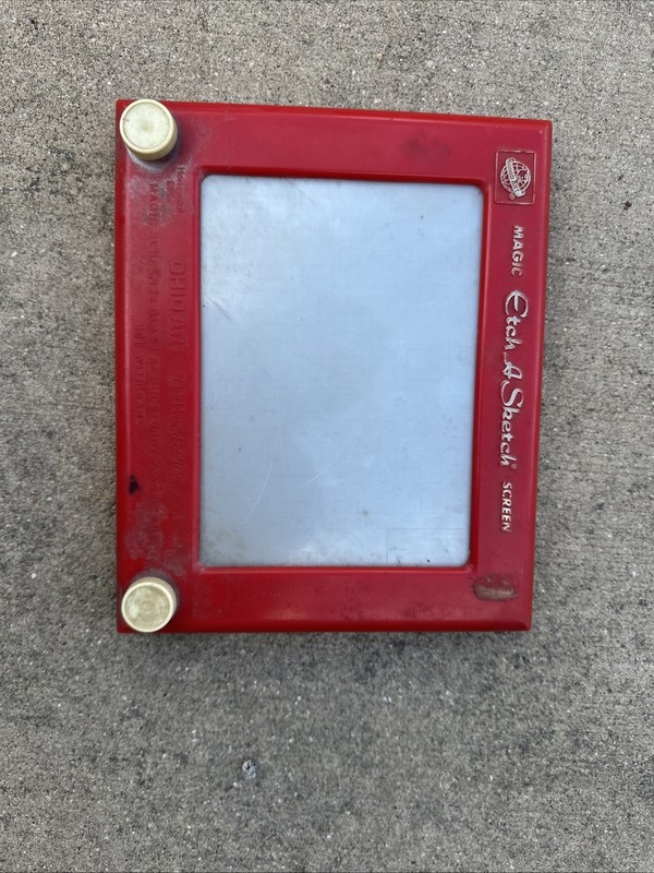 Vintage Etch A Sketch Ohio Art Company Magic Screen Red Frame Working
