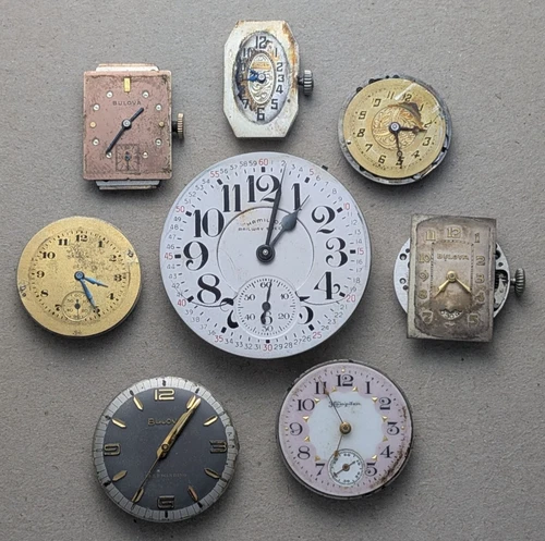 Antique Vtg Elgin Hampden Hamilton 992b Railroad Pocket Watch Movements -Lot #10