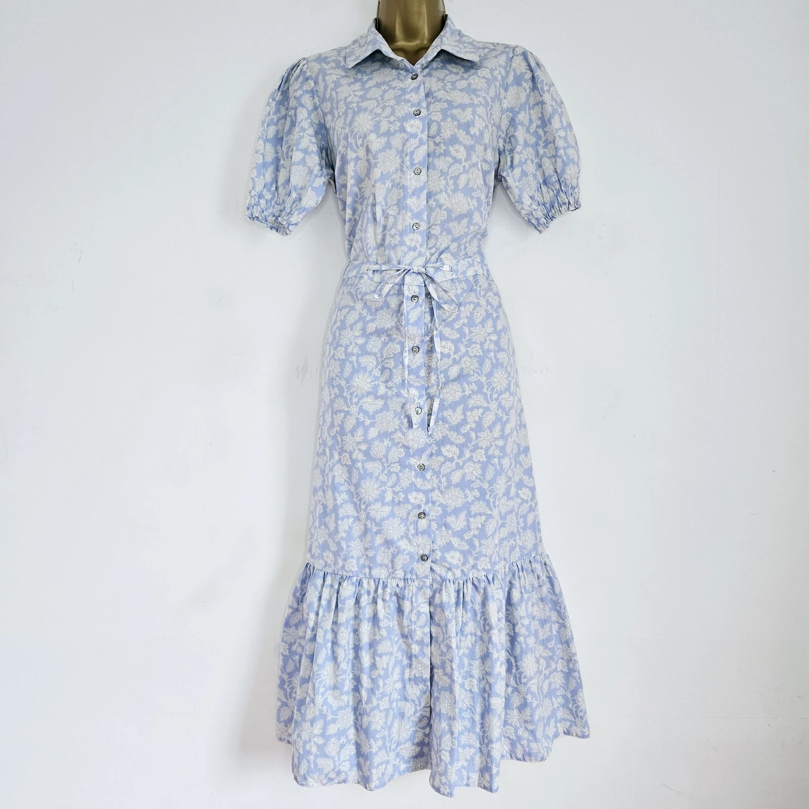 NEW Ex WALLIS 10-20 Collared Floral Print Blue White Midi Tea Shirt Dress
Opens in a new window or t