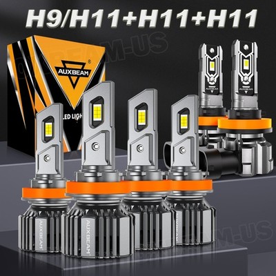 H9 H11 H8 Combo LED Headlight High&Low+Fog Light Bulbs Kit Super Bright White 6X