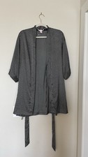 Victoria's Secret Women's Satin Kimono Robe Geometric Black White S/M