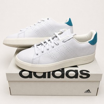 Adidas Advantage Premium Weiß Blau Leder Sneaker Gr. 46 Neu mit Karton