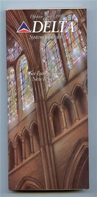 Delta Air Lines System Timetable April 1, 1992 Fold Out Route Map