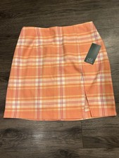 Wild Fable Orange Plaid Slit Skirt Women  s Size 2 NWT