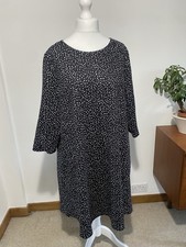 Roman Dress UK 22/24 Black White Dot A Line With Pockets Light Stretch Plus Size