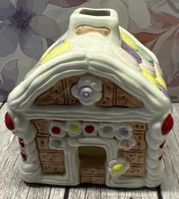 Vintage Jasco Hand Painted Gingerbread House Votive Tea light Candle Holder
