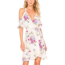 Privacy Please Delta Floral Wrap Cold Shoulder Mini Dress XS