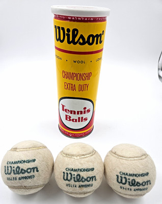 Vintage Wilson Championship Extra Duty Tennis Ball Can 1960s USLTA w/ 3 Balls
