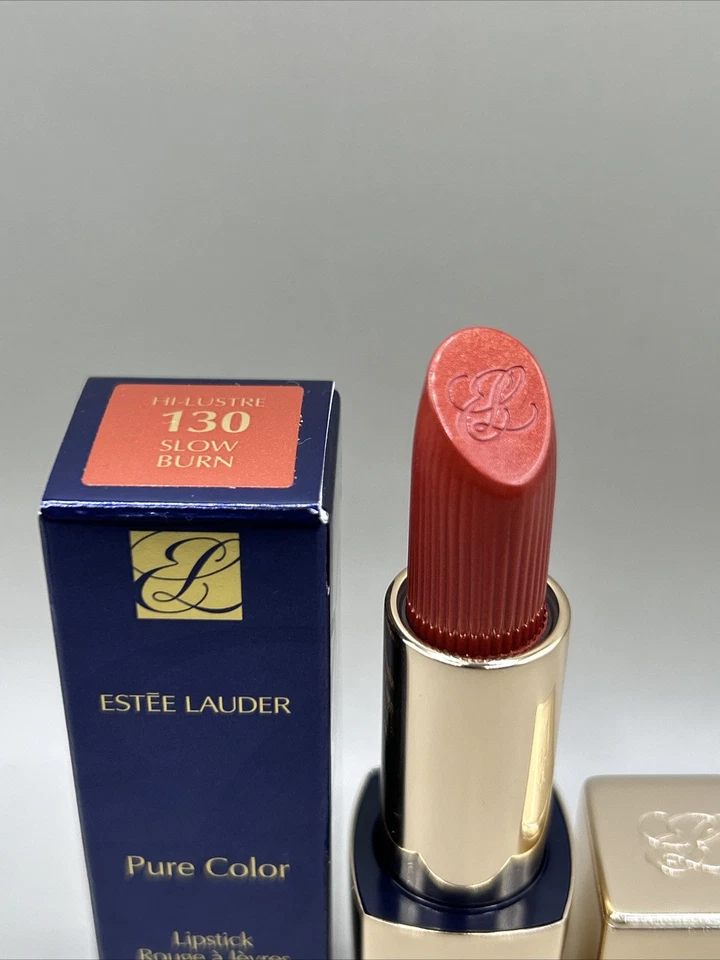 Estee Lauder Pure Color Lipstick Hi-Lustre 130 Slow Burn .12oz Refillable NEW - Image 2 of 4