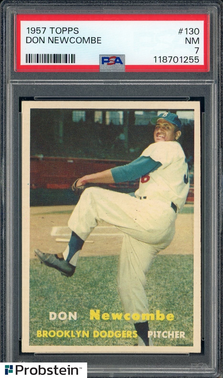1957 Topps #130 Don Newcombe Brooklyn Dodgers PSA 7 NM