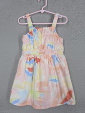 Kids Girls 3t Dress Watercolor Print Sundress Smocked Fit Flare Carter's