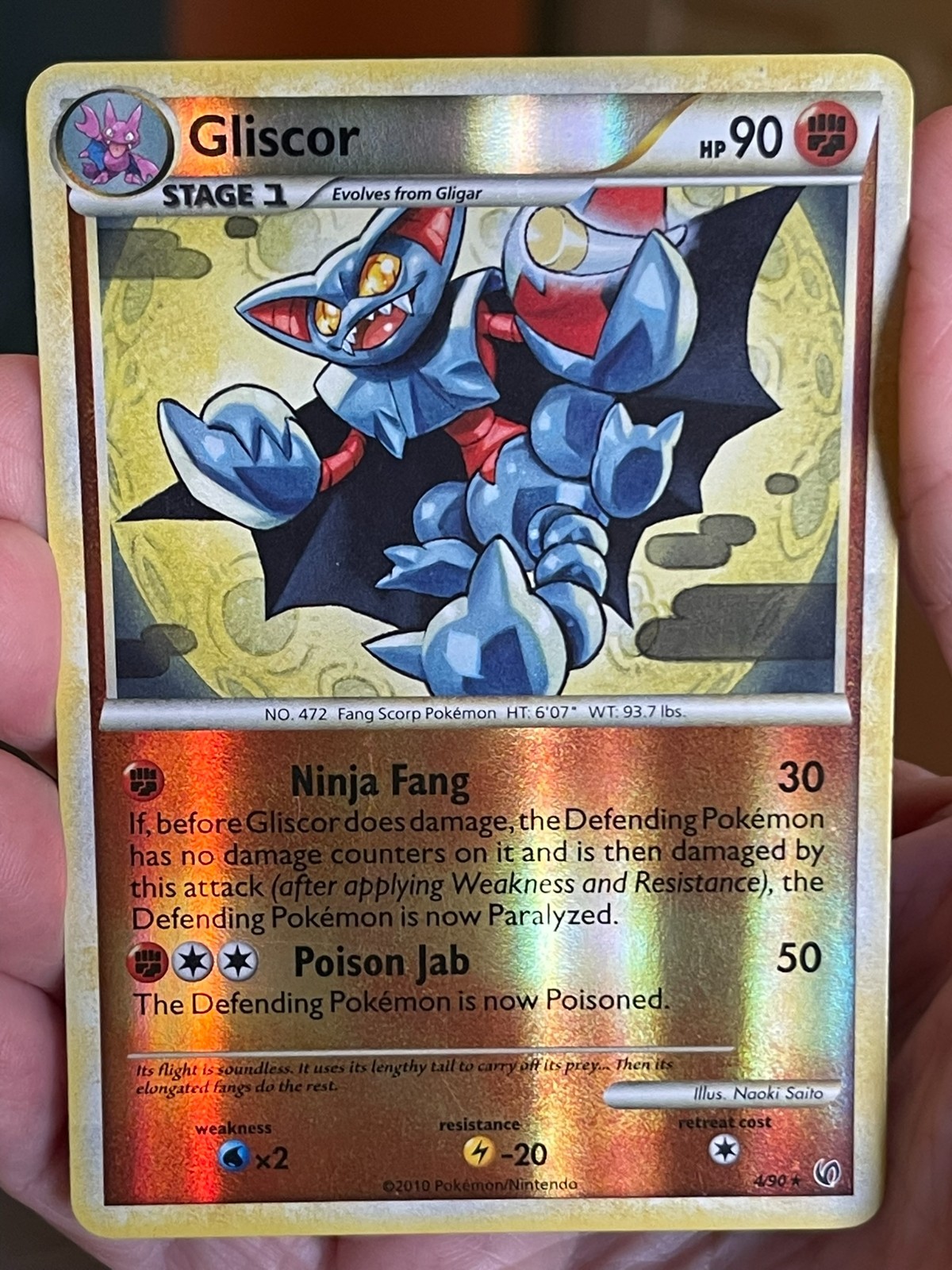 POKEMON GLISCOR 4/90 RARE REVERSE HOLOFOIL UNDAUNTED NM CARD