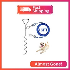 EvilplanDog Tie Out Cable and Stake, 16ft Outside Dog Leash Chain for Camping an