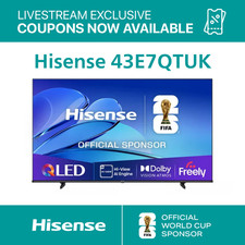Image of Hisense  43 inch QLED HDR 4K Ultra HD Smart TV, Black, 43E7QTUK (2025)